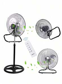 1 pieza ventilador de metal de 3 páginas, puede colgar en la pared, vertical Ventilador eléctrico 3 en 1 de alta velocidad 18", mando a distancia,velocidad y dirección del viento ajustables, tres formas de uso, ventilador eléctrico silencioso. 3 en 1 ventilador de suelo doméstico sacudirá la cabeza, ventilador de pie giratorio de alta velocidad, - Negro - Ver 11