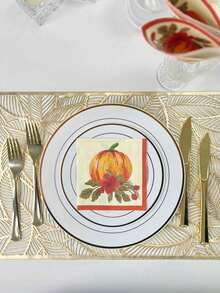 20 张 3 层加厚南瓜印花纸巾，10*10 英寸，秋收节感恩节庆祝派对装饰纸巾，餐厅和家庭餐桌装饰，派对用品 - 彩色 - 查看 6