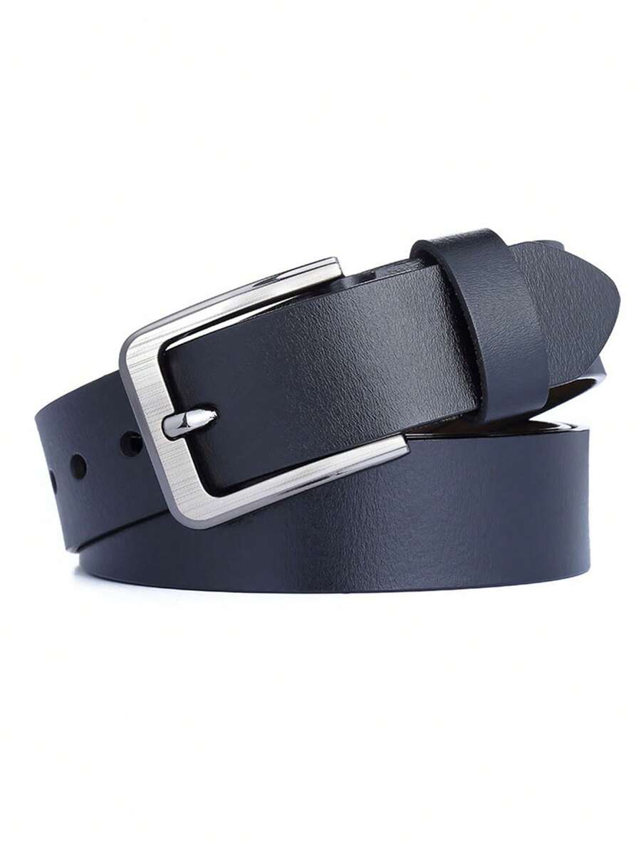 1 Miếng 3.7cm Chiều rộng Nam Da thật Kim tiêm Khóa thắt lưng , Cao Bồi Miền Tây Phong cách , Thích hợp Đối với Thông thường hàng ngày Mặc Với Quần jean Hoặc Quần - màu đen - Xem 1