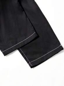 1 条女童/青少年复古休闲时尚宽松口袋工装裤，百搭秋冬季