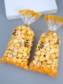 50个小蜜蜂印花糖果OPP袋，清新简约蜜蜂印花礼品包装袋，零食饼干糖果包装平口袋 - 彩色 - 查看 7