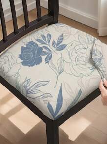 1/2/4/6pcs Printed Square Seat Cushion Covers, Elastic Removable Washable Chair Covers For Dining Room, Kitchen - Multicolor - View 17