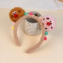 1 dây buộc tóc hình bánh quy bằng vải nhung, thiết kế chú hề dễ thương, thích hợp sử dụng hàng ngày, mặt nạ, trang điểm, mùa đông - Nhiều màu - Xem 8