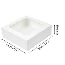 5/10/20/30件烘焙盒 6*6*3英寸 带窗口饼干盒 白色零食盒 派盒 糕点盒 适用于甜甜圈、巧克力草莓生日派对 - 白色 - 查看 2