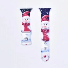 节日圣诞主题硅胶表带与 Apple Watch 兼容 - 柔软、亲肤的替换表带，配有蝴蝶扣，适合 38/40/41/42/44/45/49 毫米型号 SE/Ultra2/9/8/7/6/5/4/3/2/1 - 彩色 - 查看 5