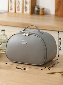 1 件可爱纯色保温午餐袋，适合女士/男士，9L 大容量多功能防水防漏午餐便当袋，带拉链，多色可重复使用午餐盒，带手柄，适合青少年/成人，适用于办公室、工作、学校、野餐、海滩、学校收纳袋教师储物袋教室袋教室收纳袋午餐盒午餐袋女士野餐袋旅行露营冷藏袋冷藏袋野餐袋 - 灰色 - 查看 2