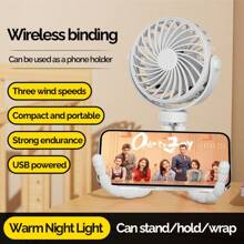 OBOVAY 1個多功能手持迷你章魚風扇，便攜式USB充電，適用於居家、戶外、嬰兒推車，附夜燈功能，小巧風扇，500mAh - 彩色 - 查看 2