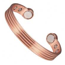 Pure Copper Bracelets For Men Adjustable Open Cuff Stripe Magnetic Bangles Health High Magnet Solid Copper Jewelry Resizable