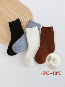 4双儿童保暖袜，温暖厚实，适合秋冬季5度以下 - 彩色 - 查看 2