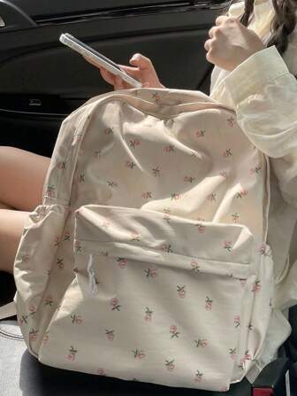 1pc Waterproof,Lightweight,Cute Backpack For Students,Classic Flower Pattern,Large Capacity,Multi-Pockets,Practical Double Shoulder Bag For Teen Girls Women College Students Perfect For School,College,Middle School,High School,Back To School,School Backpack,Large Capacity,Portable,Laptop Compartment,For Teen Girls Women College Students,Boys And Men,College,Elementary School,Middle School,High School,Work,Business,Commute,Outdoors,Travel,Outings, First Day Of School, College Backpack