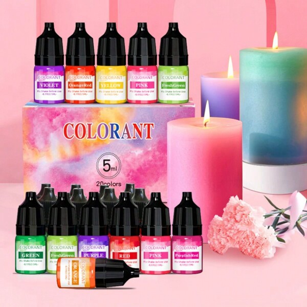 5 ml 20-kolorowy zestaw wysoko skoncentrowany płyn do barwienia świec zapachowych, zestaw barwników do świec DIY, prezent, urodziny, ukończenie szkoły, ślub