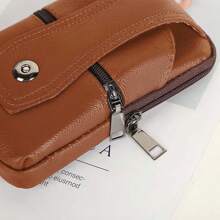 1 件成熟男士皮革腰包，防水多功能零钱包，带拉链翻盖腰包 - 彩色 - 查看 5