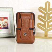 1 件成熟男士皮革腰包，防水多功能零钱包，带拉链翻盖腰包 - 彩色 - 查看 1