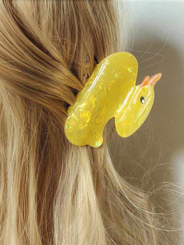 Presilha de cabelo em formato de pato bonito, acessório de cabelo perfeito para amantes de patos, presilha de cabelo amarela de desenho animado fofa, perfeita para uso diário ou qualquer ocasião, para amantes de patos amarelos, presilha de cabelo para férias e looks de outono e inverno para mulheres