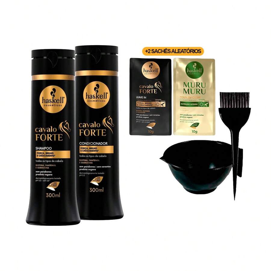 Haskell Cavalo Forte Shampoo/Cond 300ml + Bowl/Sachets - 黑色 - 查看 1