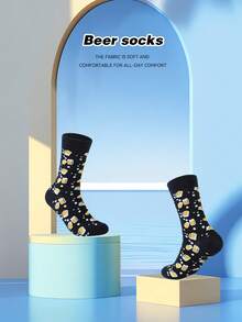 1 Cặp vớ phong cách lon bia vui nhộn dành cho cả nam và nữ, vớ quà tặng thoải mái, thường ngày thích hợp cho lễ Halloween, Giáng sinh, quà tặng ngày lễ tình nhân, mọi mùa - Nhiều màu - Xem 4