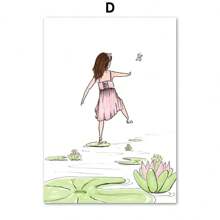 1 件自然花卉百合马网球树读书墙艺术帆布画北欧海报和墙壁图片女孩房间装饰无框架 - 彩色 - 查看 10