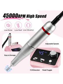 High Quality Electric Nail Drill Machine 45000 RPM Electric File HD Display Metal Manicure Pen Professional Nail Lathe Sander - EU C Type Plug(220-240V) - View 4