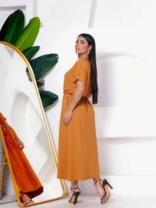 Women's Long Dress, Comfortable, Casual - Lạc đà - Xem 2