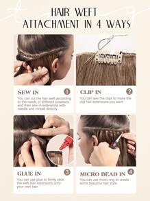 Genius Weft Hair Extensions Tóc người khâu vào Tóc nối Màu 18/613 Ash Blonde Highlighted Bleach Blonde 50g Tóc người thẳng Bó Buộc bằng tay Genius Weft Sew In Human Hair Extensions - S18/613 - Xem 9