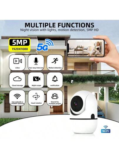 8MP 5MP 3MP 2MP HD 1080P, Dual 2.4G+5GWIFI 2.4GWIFI Optional Configurations, Outdoor Indoor Cameras, Wireless WIFI Automatic Tracking, Alarm Night Vision, Home 350 Degrees Horizontal Vertical 110 Degrees, Two Way Audio, Motion Detection