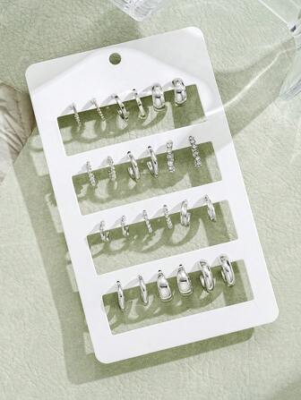 24 st fashionabla minimalistiska strass liten båge och örhängen set, för kvinnor, lämplig för datum, semester, dagligen, par, semesterpresent