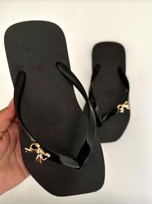 Women's Flip Flops Sandals Comfortable Casual Promotion Light And Soft Super Elegant - 黑色ABS - 查看 4