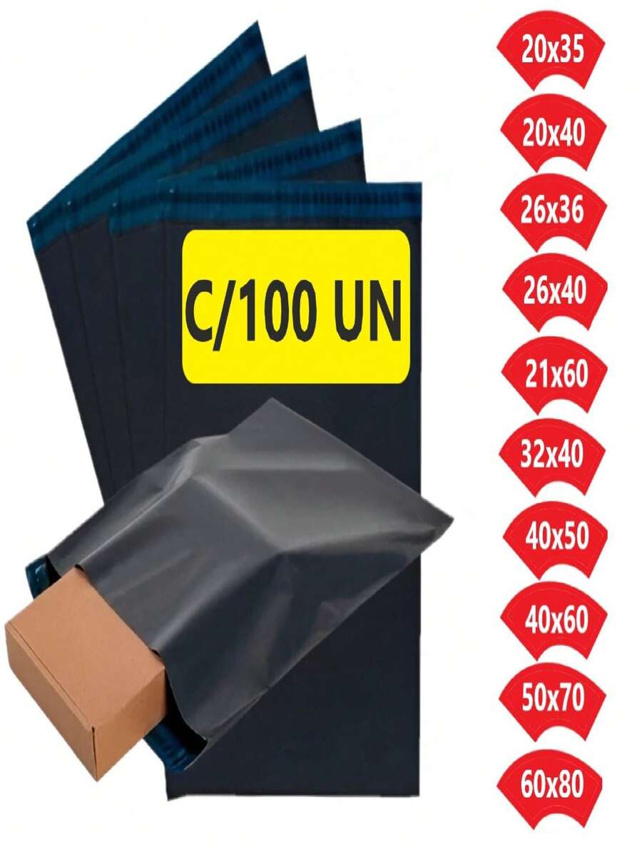 Envelope de segurança com lacre 100 unidades 20x35 26X36 20x40 21x60 26x40 32X40 40X50 40X60 50x70 60x80