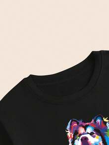Sweet, Sexy, Sophisticated, Versatile, Hot Girl, Tight, Elegant, Comfortable Printed Colorful Dog Art Women's Blouse Casual Fashion Premium Comfort Cotton T-Shirt - 所以 - 查看 4