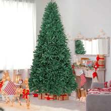 6/9ft Hinged Artificial Christmas Tree Unlit Douglas Full Fir Tree W/ 1355 Tips - Green 9FT - View 3