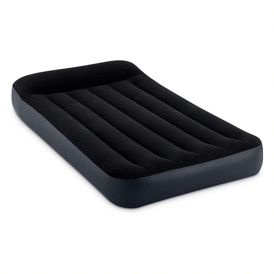 Colchón inflable Intex Dura Pillow Rest Classic con bomba incorporada, tamaño individual - Azul - Ver 1