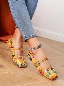2024 Spring/Autumn Women's Retro Square Toe Mary Janes Flats, Versatile Casual Loafers, 2025 New Arrival Buckle Strap Flat Shoes