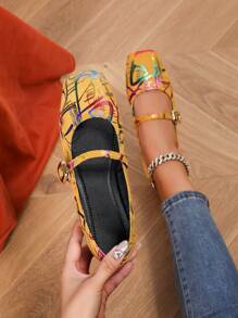 2024 Spring/Autumn Women's Retro Square Toe Mary Janes Flats, Versatile Casual Loafers, 2025 New Arrival Buckle Strap Flat Shoes