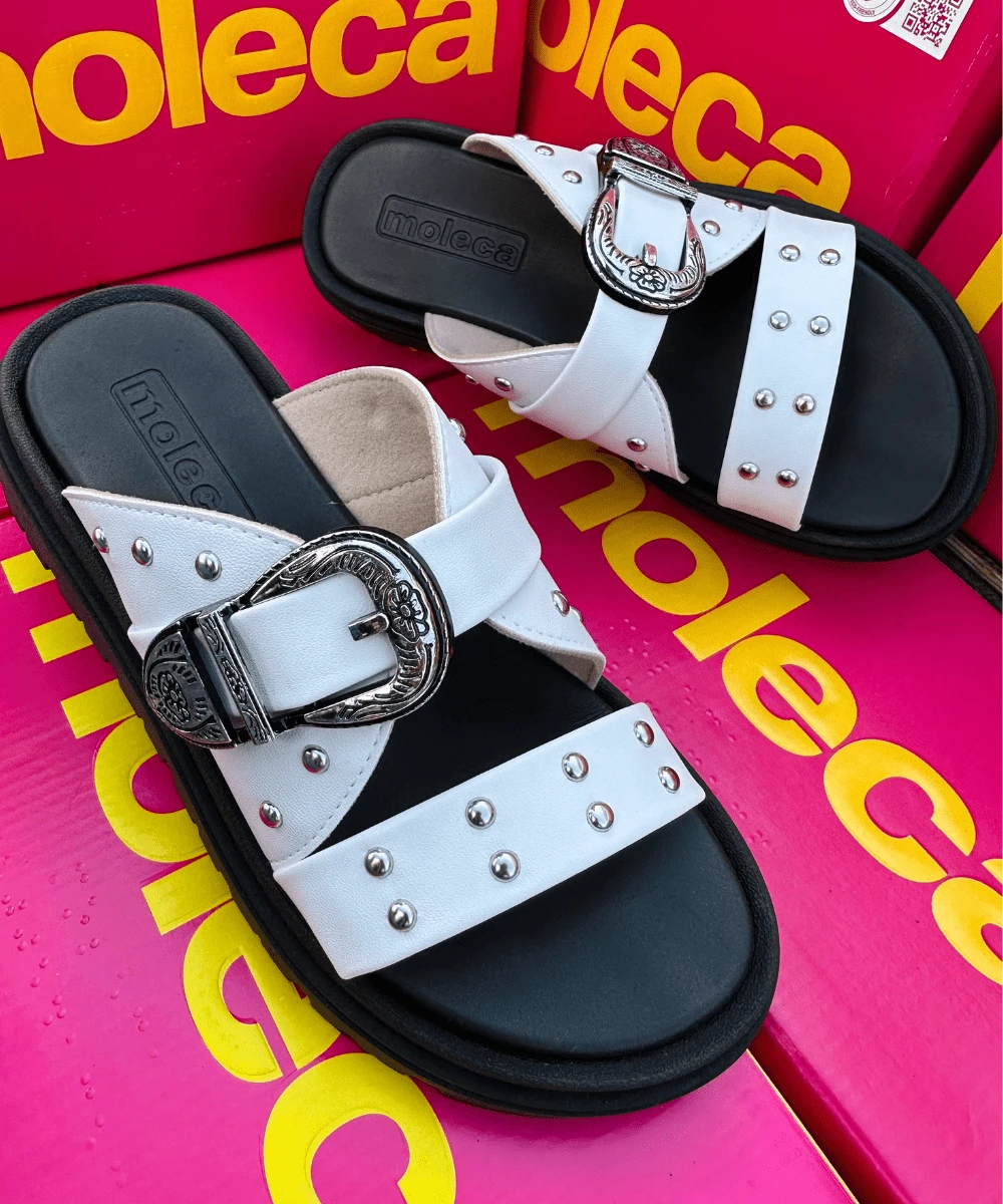 Original New Collection Launch Moleca Black Buckle Sandals PROMOTION 5504.103 - 黑白扣 Papete Moleca - 查看 1