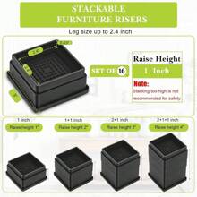 Furniture Risers, Adjustable Bed Risers Heavy Duty For Table Desk Couch Chair Sofa Cabinet Bed Frame Dorm, Square Stackable Table Leg Risers Lift Height - (2in+1in )x 4pack - View 8