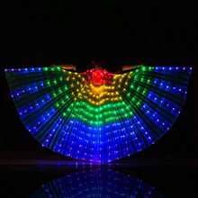Adult Led Light Up Colorful Belly Dance Wings With Extendable Sticks Dance Costume Cape For Performance - Multicolor - View 7