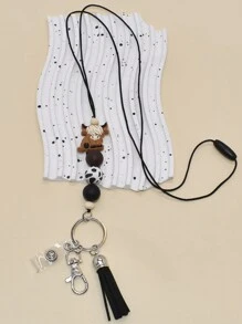 1 pieza Diseño de vaca de las tierras altas al estilo occidental Encanto de vaca de silicona Llavero Muñequera Cordón Diseños S para mujer Accesorios de coche Encanto de bolso Día de los maestros Ideas de regalo de Navidad Bolsa Cordones con soporte para identificación Accesorios de coche Encantos de bolso - Multicolor - Ver 16