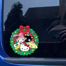 Sanrio 1 Pc Sanrio Bênçãos de Natal de Todos os Membros Adesivos de Carro, Adesivos Autoadesivos, Adesivos DIY, Adesivos de Bagagem, Adesivos de Laptop, Adesivos de Celular, Adesivos de Motocicleta, Adesivos de Janela de Carro, Adesivos de Cozinha, Adesivos de Parede e Adesivos de Caneca. Design à Prova D'Água. Presente de Natal!