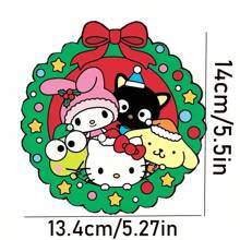 Sanrio 1 Pc Sanrio Bênçãos de Natal de Todos os Membros Adesivos de Carro, Adesivos Autoadesivos, Adesivos DIY, Adesivos de Bagagem, Adesivos de Laptop, Adesivos de Celular, Adesivos de Motocicleta, Adesivos de Janela de Carro, Adesivos de Cozinha, Adesivos de Parede e Adesivos de Caneca. Design à Prova D'Água. Presente de Natal!