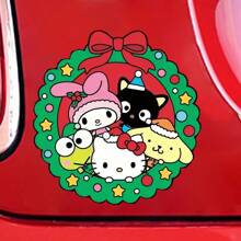Sanrio 1 Pc Sanrio Bênçãos de Natal de Todos os Membros Adesivos de Carro, Adesivos Autoadesivos, Adesivos DIY, Adesivos de Bagagem, Adesivos de Laptop, Adesivos de Celular, Adesivos de Motocicleta, Adesivos de Janela de Carro, Adesivos de Cozinha, Adesivos de Parede e Adesivos de Caneca. Design à Prova D'Água. Presente de Natal!