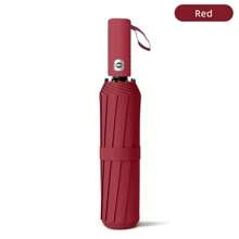 Summer Anti Sunburn Fully Automatic Super Strong 24 Bar Umbrella, Large Windproof And UV Resistant Foldable Sunscreen Umbrella, Outdoor Sunshade, Durable And Cute Camping Umbrella, Essential For Women And Men Traveling, Foldable Waterproof And Lightweight Teacher, Mom And Dad, Christmas Gift, Portable Transparent Mini Pocket - Red - View 1