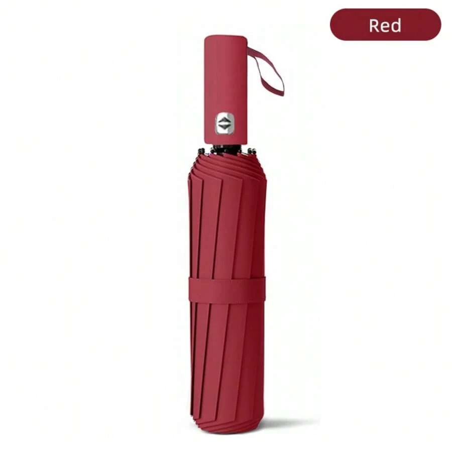 Summer Anti Sunburn Fully Automatic Super Strong 24 Bar Umbrella, Large Windproof And UV Resistant Foldable Sunscreen Umbrella, Outdoor Sunshade, Durable And Cute Camping Umbrella, Essential For Women And Men Traveling, Foldable Waterproof And Lightweight Teacher, Mom And Dad, Christmas Gift, Portable Transparent Mini Pocket - Red - View 1