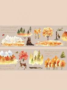 林地风景遮蔽胶带，“在野外”系列，2.35 英寸 * 1.57 英寸，各种奇幻设计，多场景创意规划装饰配件，用于剪贴簿、日记本和文具美学的透明胶带 - 均碼 - 查看 12