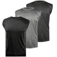 Kit 3 Dry Fit Men's Fitness Tank Tops - 深灰色 - 查看 1