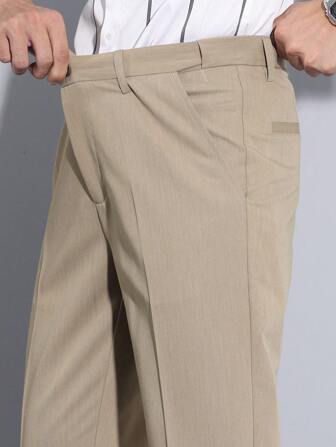 Men's Solid Color Casual Slant Pocket Dress Pants