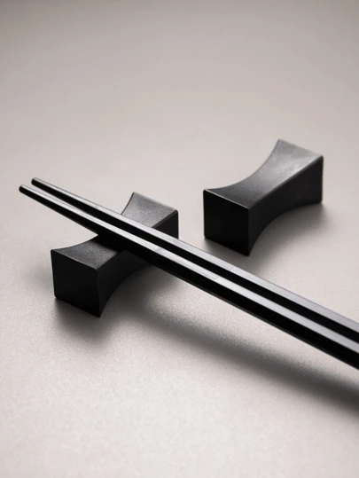 1pc Black Heat-Resistant Chopsticks Holder, Household Chopsticks Rest Stand Rack Storage Set, Suitable For Restaurant, Kitchen, Hotel