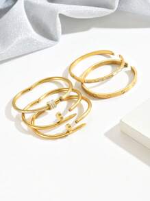 1 件金手镯不锈钢钉锆石手链，镶嵌锆石，钛钢手链，珠宝黄金珠宝珠宝女士手链配饰女士不锈钢珠宝女士手链西方珠宝镜面抛光，真空涂层