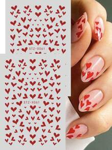 Valentijnsdag Nagels 2PCS Hart Nail Art Stickers, Valentijnsdag Nagel Decals 3D Zelfklevende Nail Art Benodigdheden Rood Hart Konijn Nagelontwerpen Sticker Voor Vrouwen Meisjes DIY Valentijns Manicure Decoraties