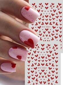 Valentijnsdag Nagels 2PCS Hart Nail Art Stickers, Valentijnsdag Nagel Decals 3D Zelfklevende Nail Art Benodigdheden Rood Hart Konijn Nagelontwerpen Sticker Voor Vrouwen Meisjes DIY Valentijns Manicure Decoraties
