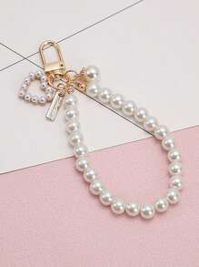 1 Stück Modischer Schlüsselanhänger mit Perlenherz-Anhänger für Frauen, DIY eleganter Schlüsselring mit Kunstperlen, Taschenbaumler, Handyschlaufe, Valentinstag Geschenk, Auto Accessoire, Schul Perlen Cute Goth Y2k - Liebe - Übersicht 4